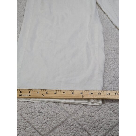 Chicos Womens White Pull On Pants Wide Leg Slash Pockets Linen Blend Size 16R - Picture 11 of 12